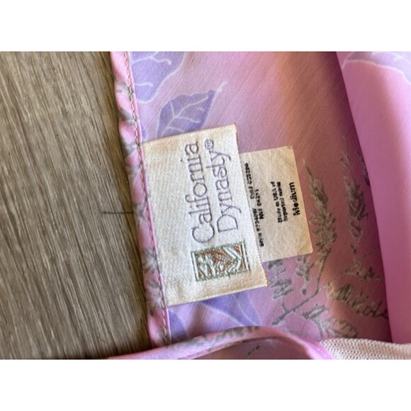 Vtg 90s California Dynasty Pink Satin Cami Pajama Pants 2 Pc Set Lace Trim M - Picture 6 of 11